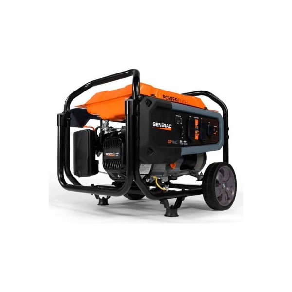 Generac Portable Generator, Gasoline, 3,600 W Rated, 4,500 W Surge, Recoil Start, 120V AC, 30 A 7678 - main